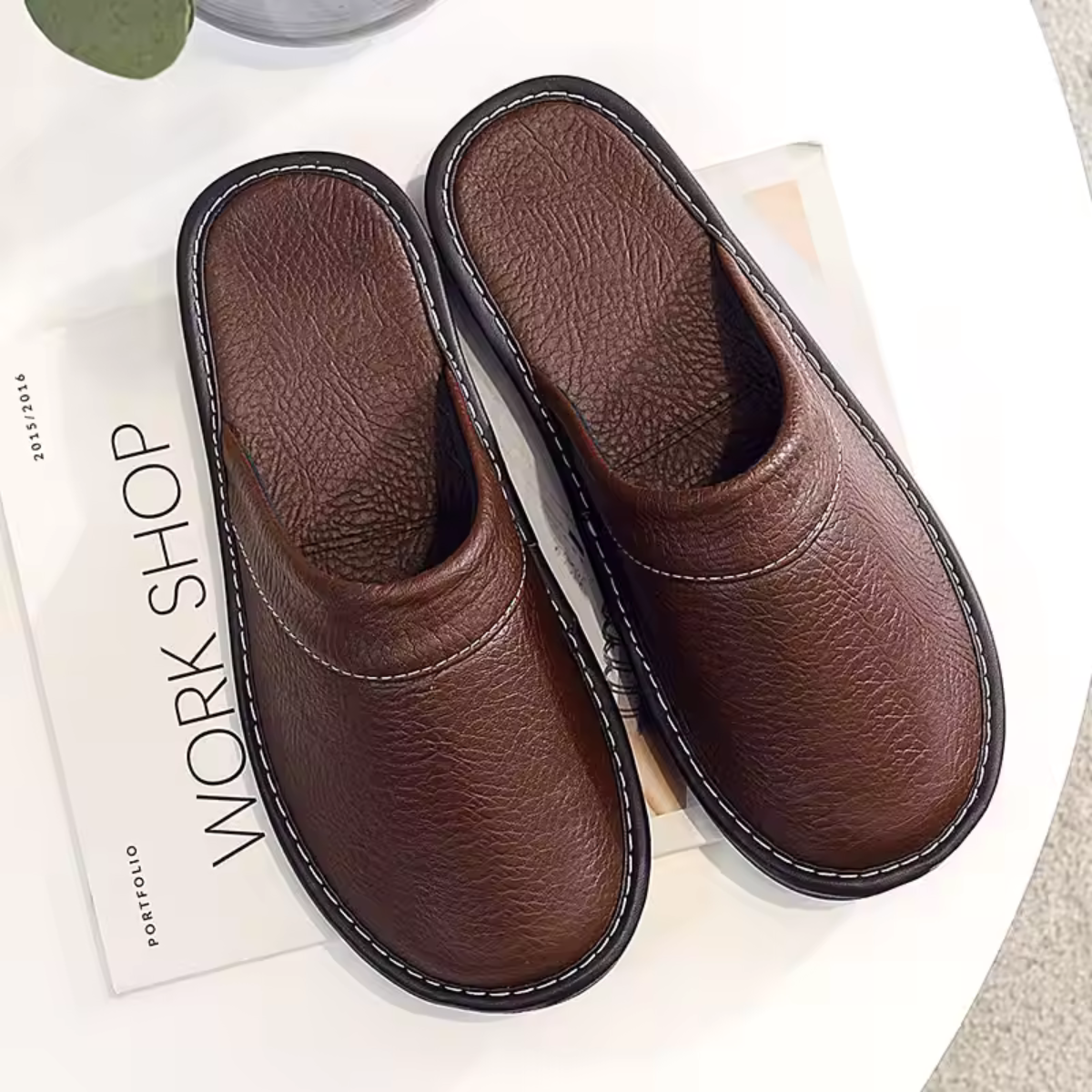 The Malvern Men's Leather House Shoes Slip On Clogs