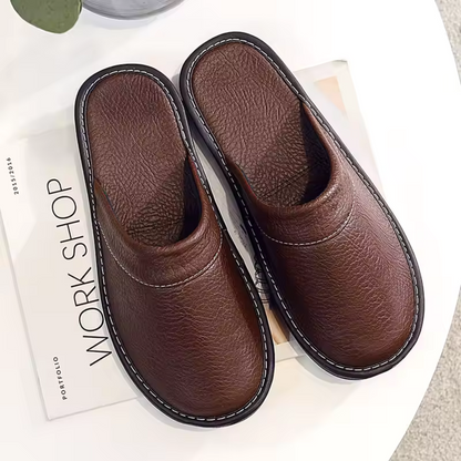 The Malvern Men's Leather House Shoes Slip On Clogs