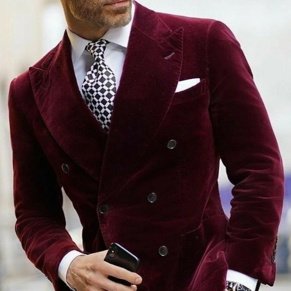 The Portsmouth Men’s Elegant Velvet Double Breasted Blazer Tuxedo Jacket