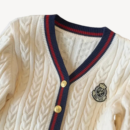 Women's V-Neck Preppy Style Cardigan Sweater
