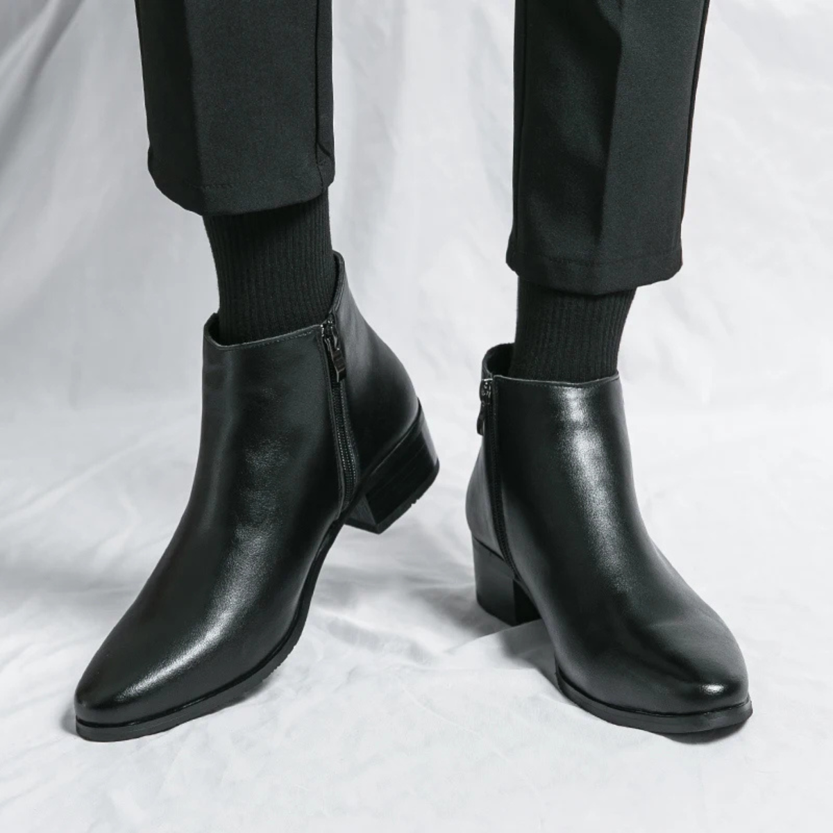 The Henley Men’s Classic High Heel Leather Chelsea Dress Boots