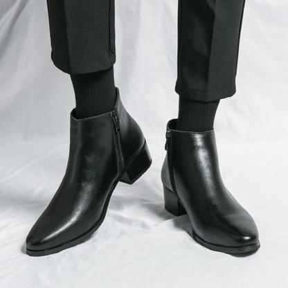 The Henley Men’s Classic High Heel Leather Chelsea Dress Boots