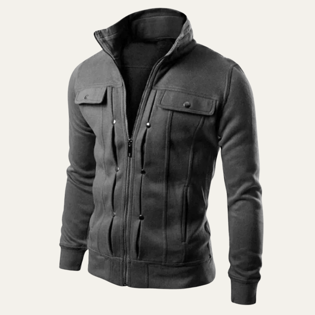Men’s Modern Fitted High Collar Zip Up Jacket