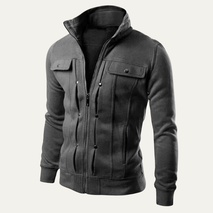 Men’s Modern Fitted High Collar Zip Up Jacket
