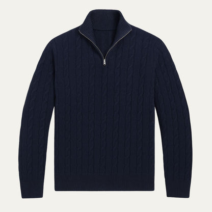 Men’s Old Money Cable Knit Quarter Zip Pullover