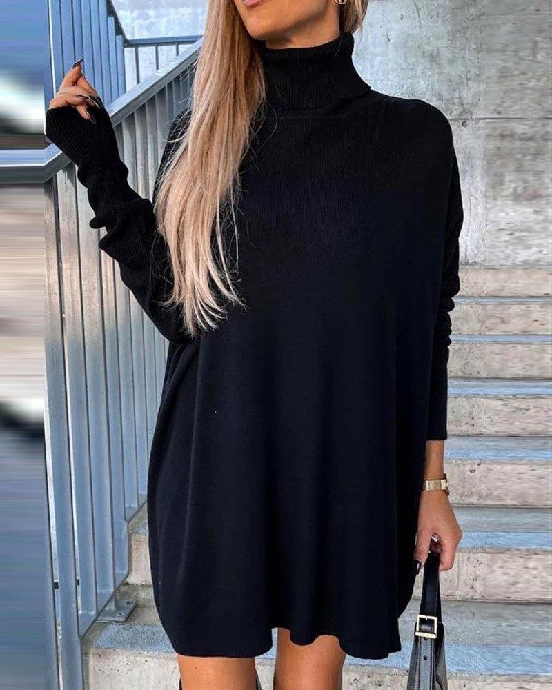 Warm Black Cashmere Women's Winter Jumper Dress - BritishElegance
