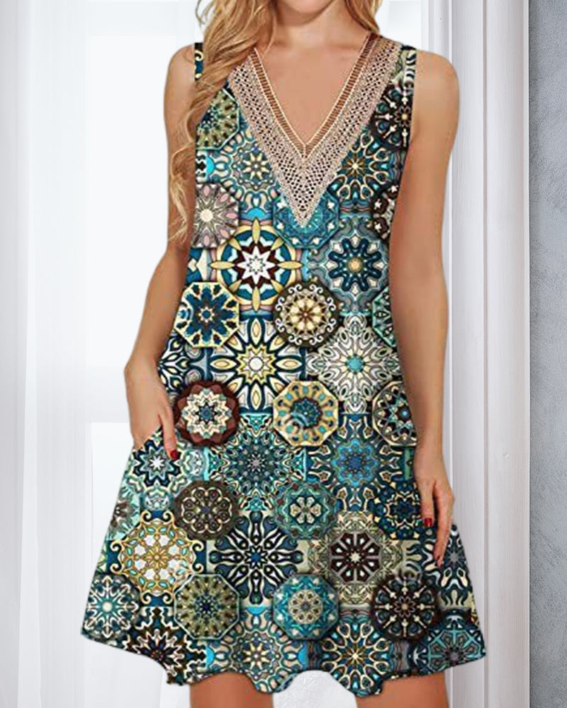 Casual V Neck Sundress for Women