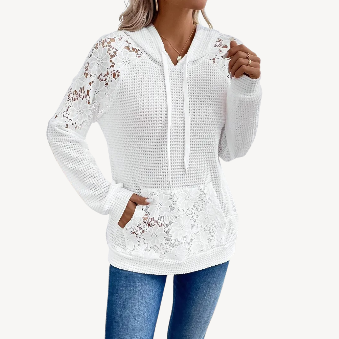 White Lace Hoodie for Women