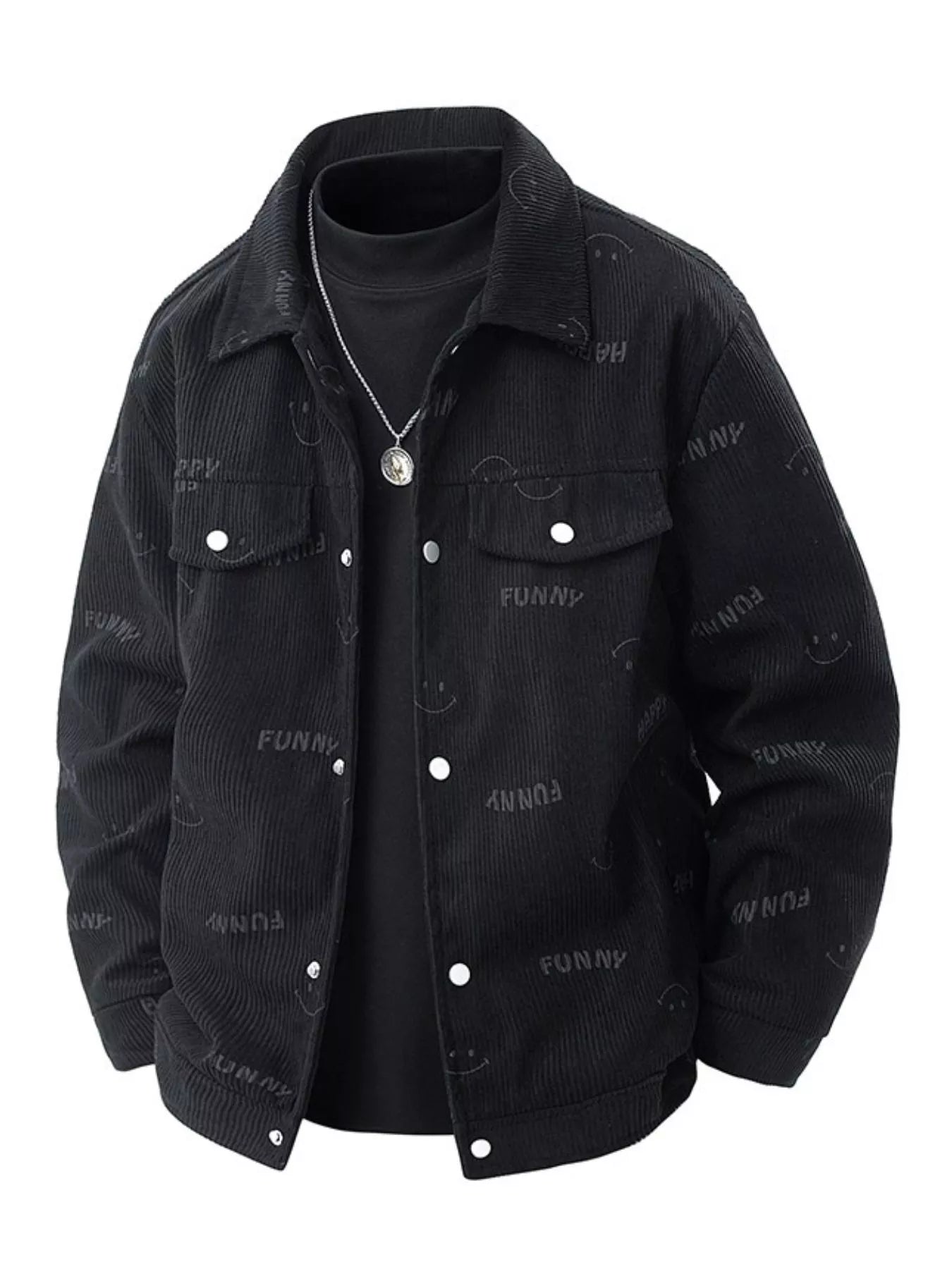 Big Size Fun Graphic Zip Up Casual Jacket - BritishElegance