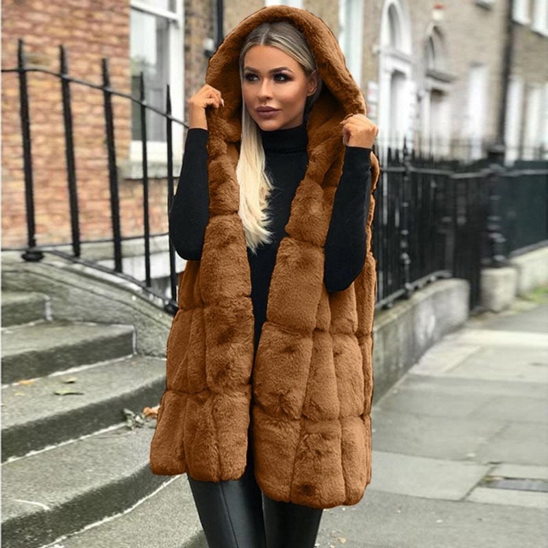 Women's Cozy Hooded Longline Vest