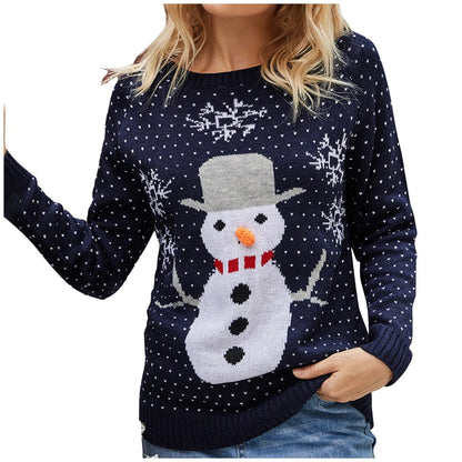 Christmas pullover snowman round neck winter - Elara