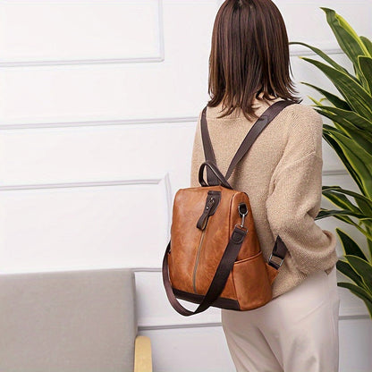 Bag backpack for women made from vegan PU leather with a secure design