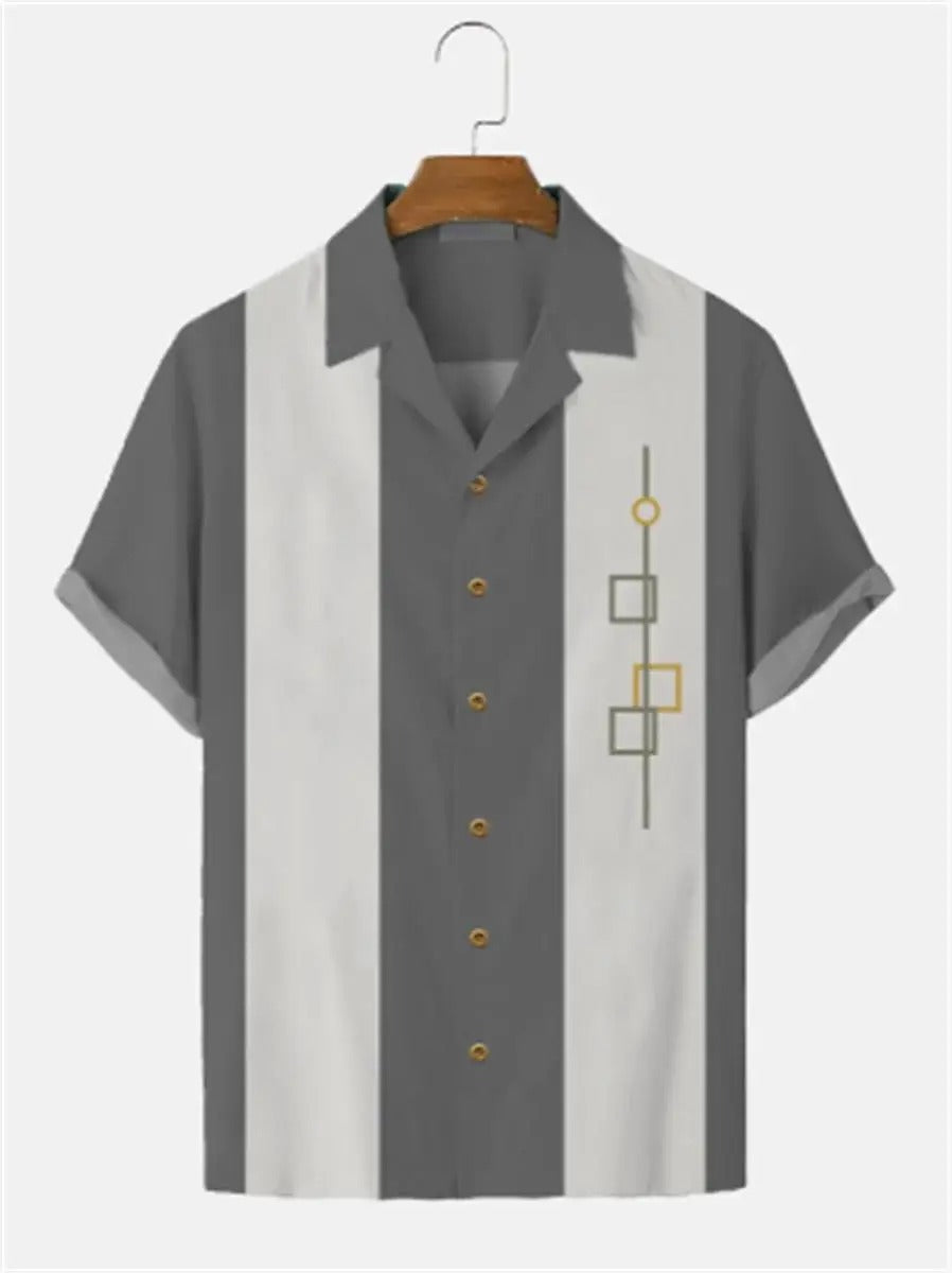 Classic Short Sleeve Shirt with Vintage Stripes