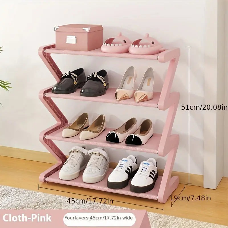 4-Tier Shoe Rack – Stackable Z-Shaped Storage for Bedroom, Entryway & Dorms