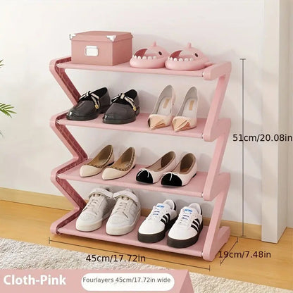 4-Tier Shoe Rack – Stackable Z-Shaped Storage for Bedroom, Entryway & Dorms