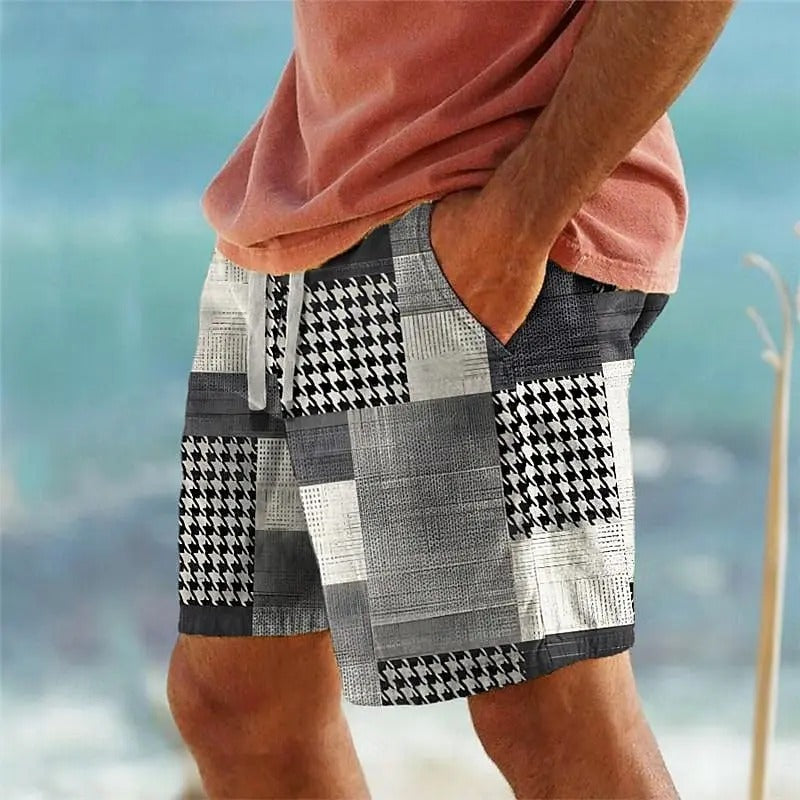 Classic Quilted Shorts with Chicken Foot Print - BritishElegance