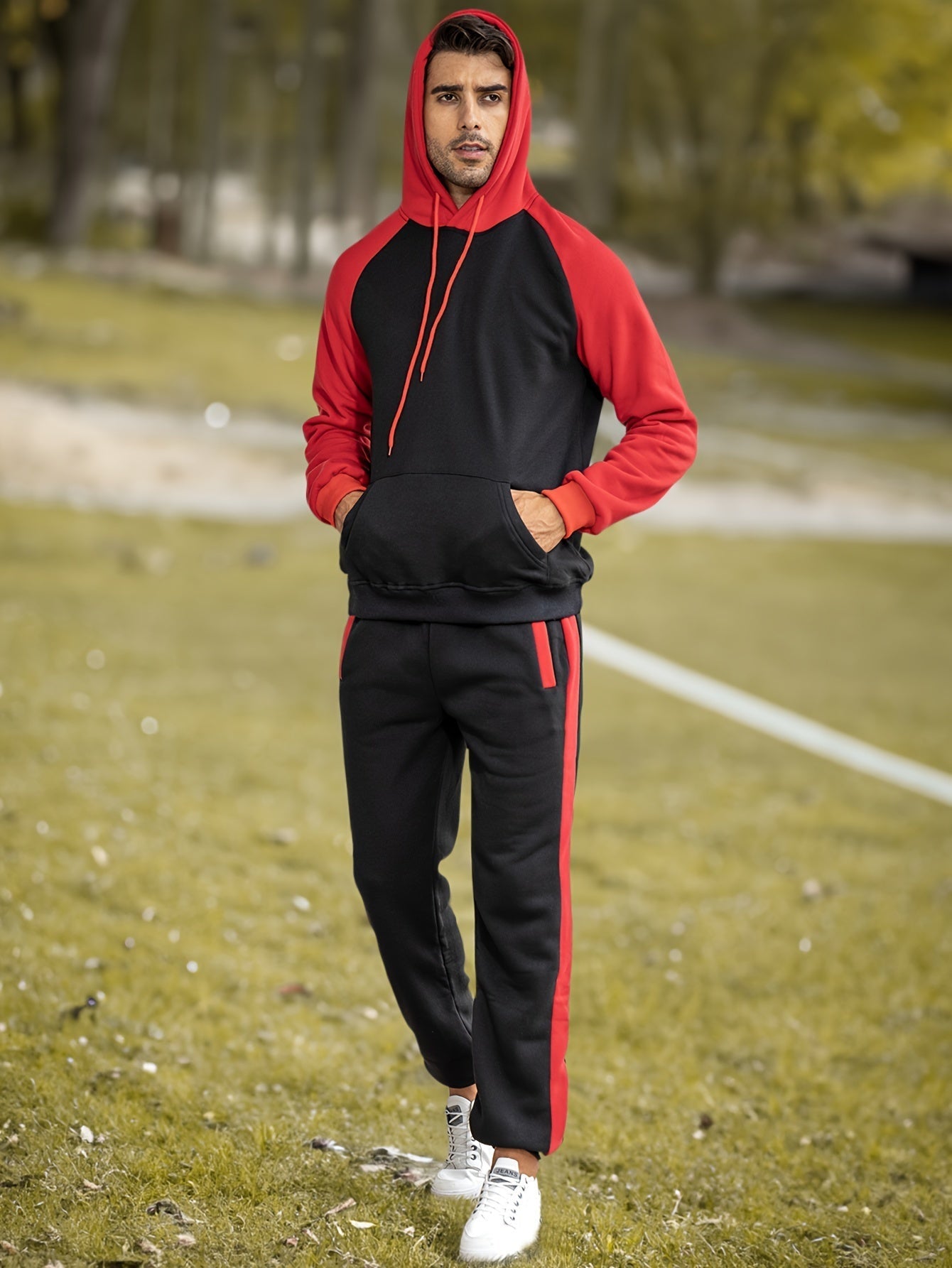 Comfortable Mens Sport Tracksuit with Hoodie and Pants