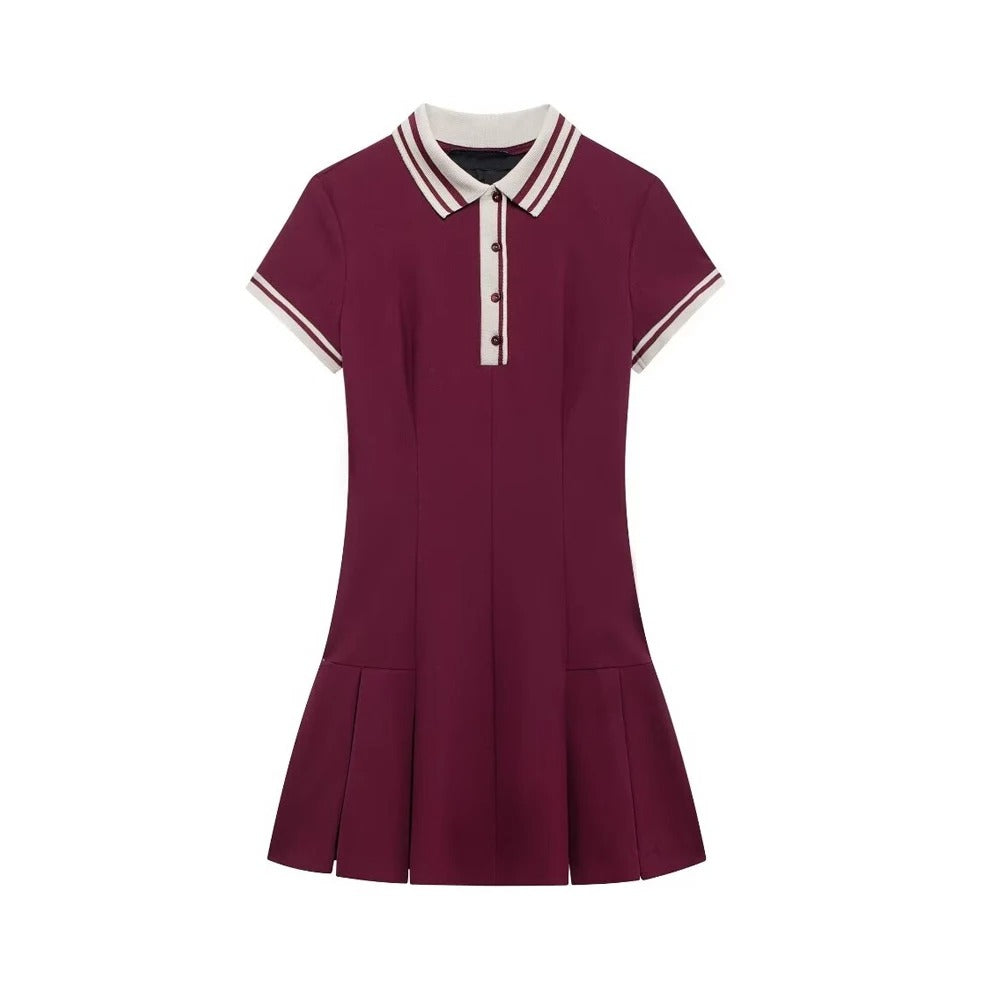 Elegant Pleated Polo Dress - BritishElegance