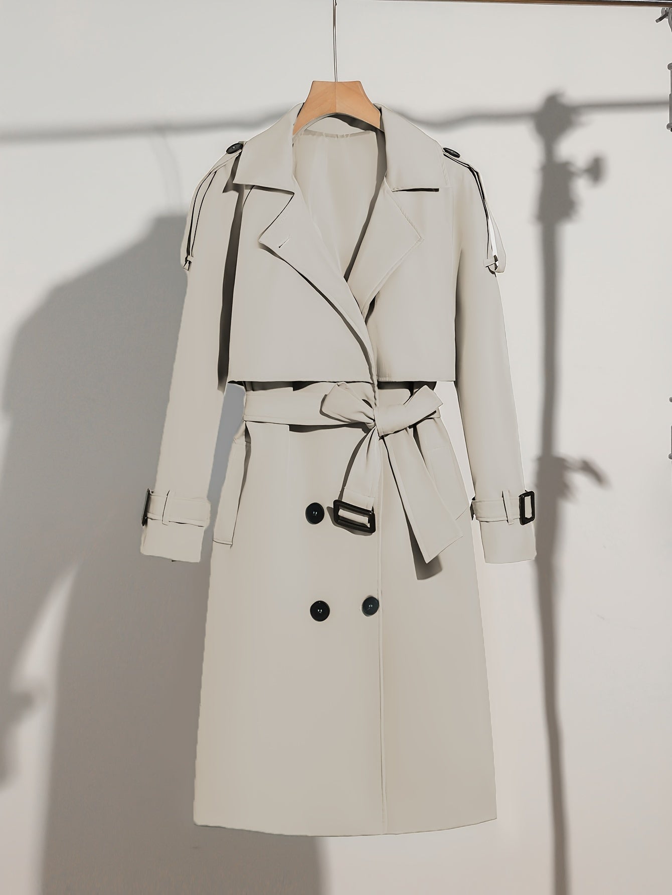 Classic Waterproof Trench Coat with Belted Waist