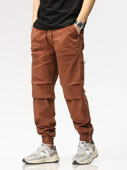 Men's Slim Fit Casual Work Pants with Elastic Waistband - BritishElegance