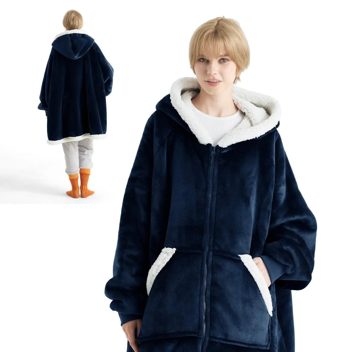 CozyHaven | Sherpa Fleece Wearable Blanket Hoodie – Zippered, Warm & Ultra-Soft