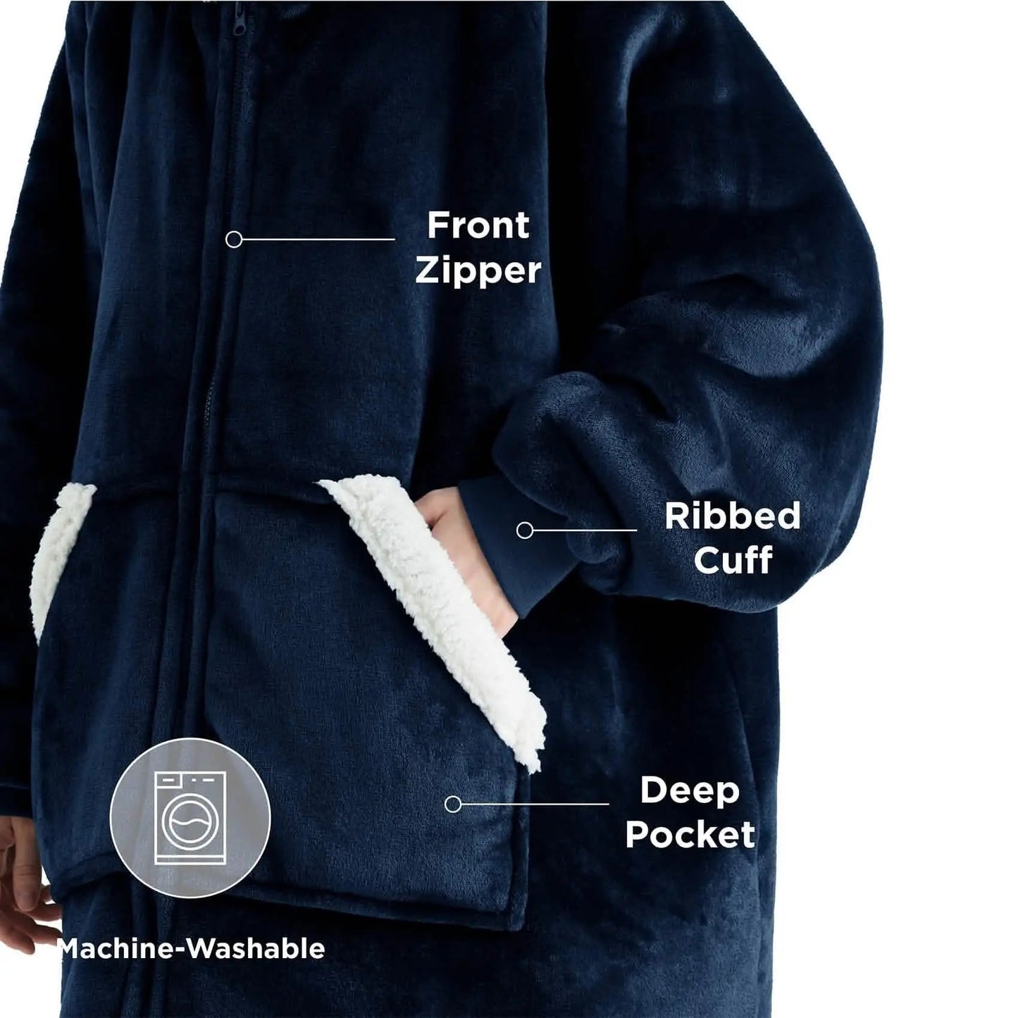 CozyHaven | Sherpa Fleece Wearable Blanket Hoodie – Zippered, Warm & Ultra-Soft