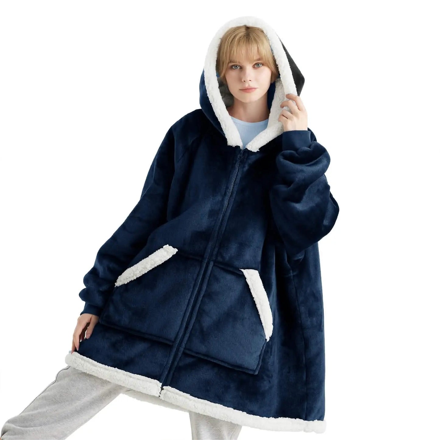 CozyHaven | Sherpa Fleece Wearable Blanket Hoodie – Zippered, Warm & Ultra-Soft