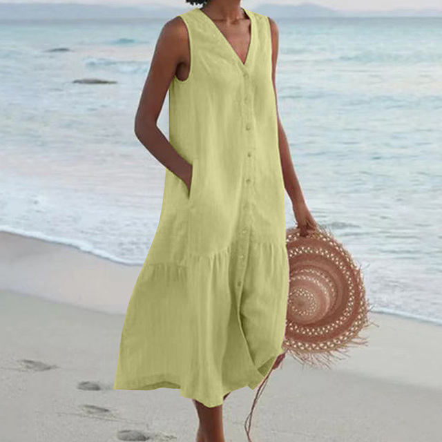Classic Casual Button Down Sundress for Women