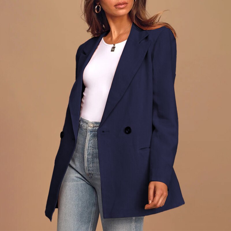 Relaxed Fit Women's Casual Button Blazer with Pockets