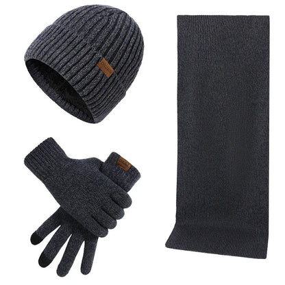 Casual winter set with hat, scarf and gloves for men