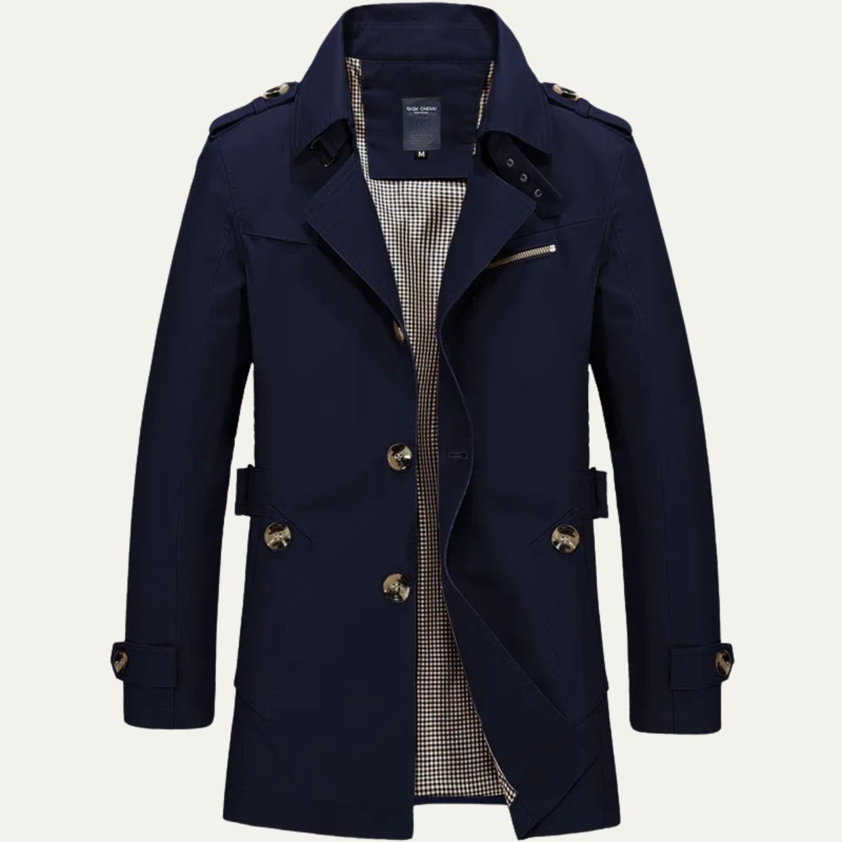 Men’s Single Breasted Mid Length Trench Coat