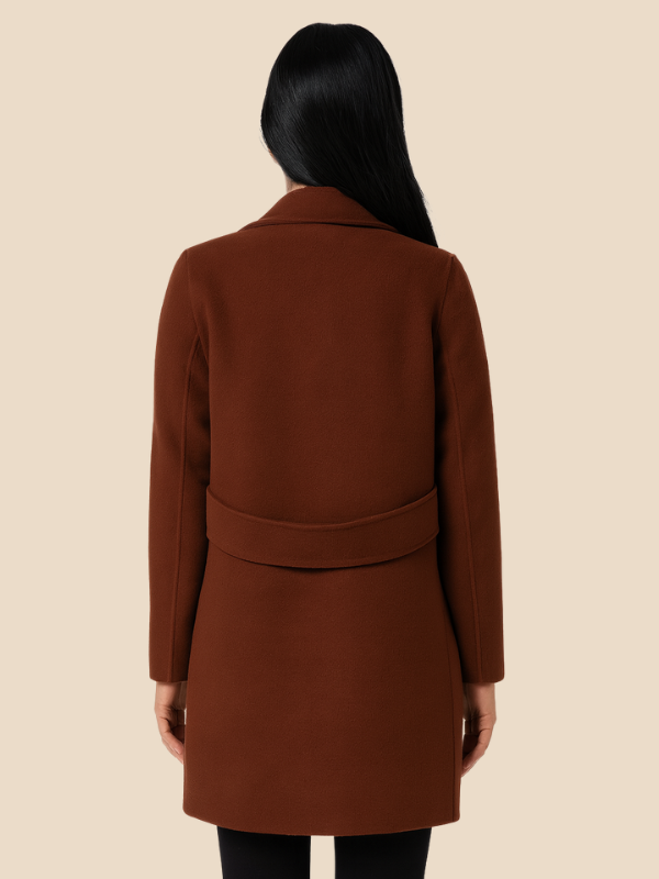Classic Long Coat – Women’s Double-Breasted Elegance