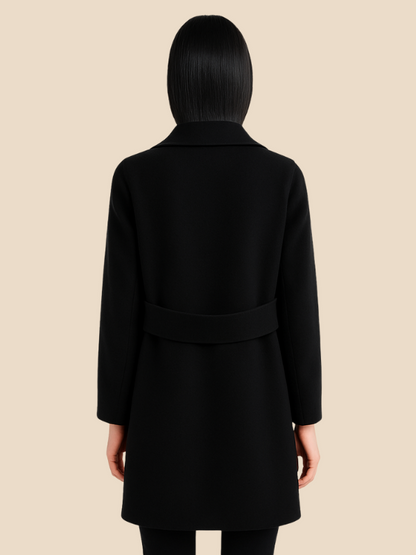 Classic Long Coat – Women’s Double-Breasted Elegance