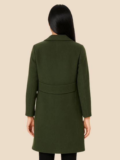 Classic Long Coat – Women’s Double-Breasted Elegance