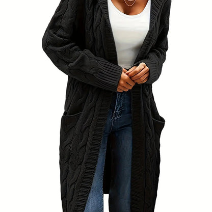 Women’s Open Front Cardigan – Soft Knit Winter Sweater with Pockets