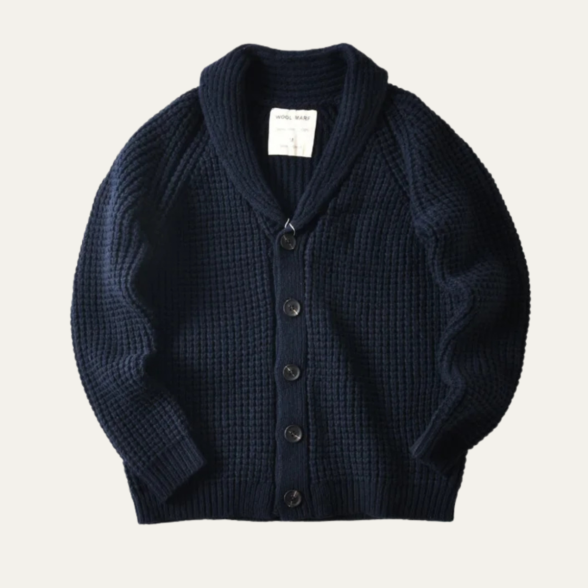 Men’s Chunky Waffle Knit Cardigan with Shawl Collar