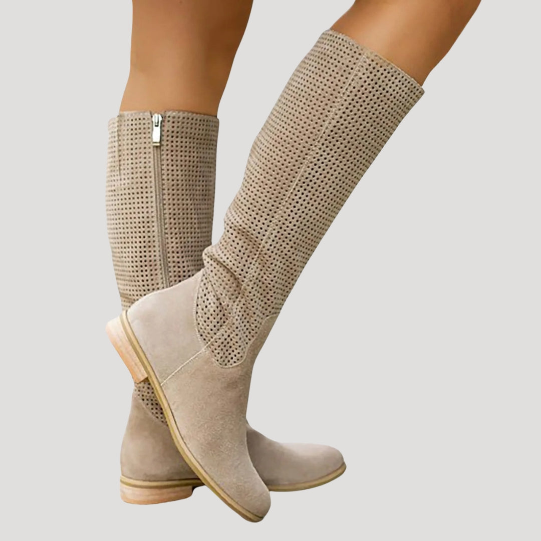 Ladies Low Heel Suede Boots - BritishElegance
