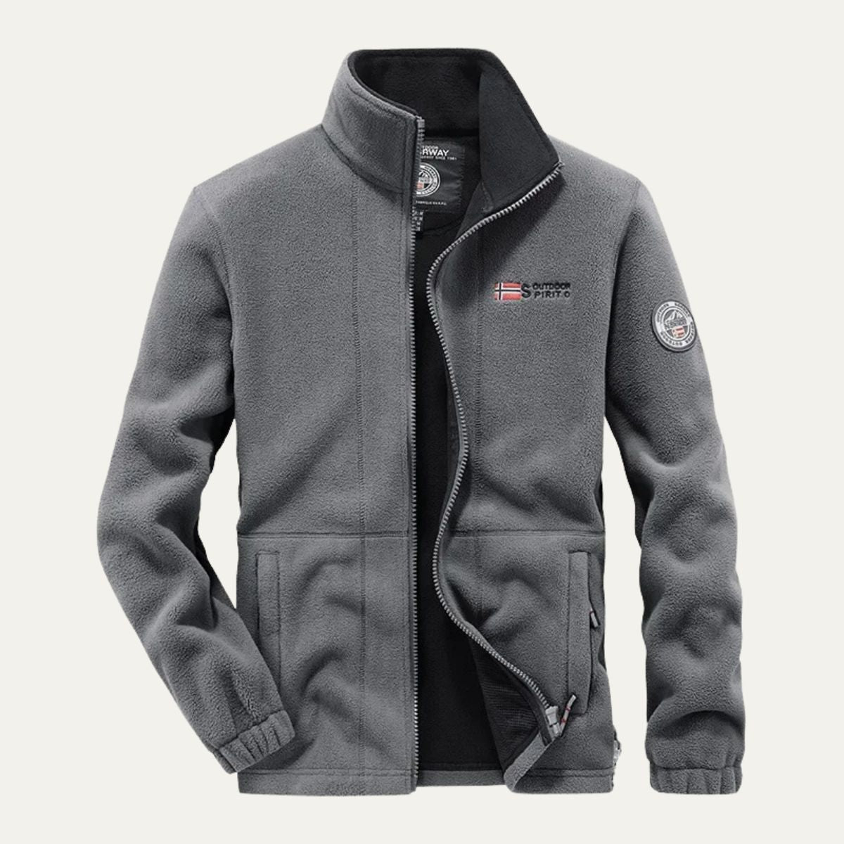 Men’s Textured Fleece High Collar Zip Jacket
