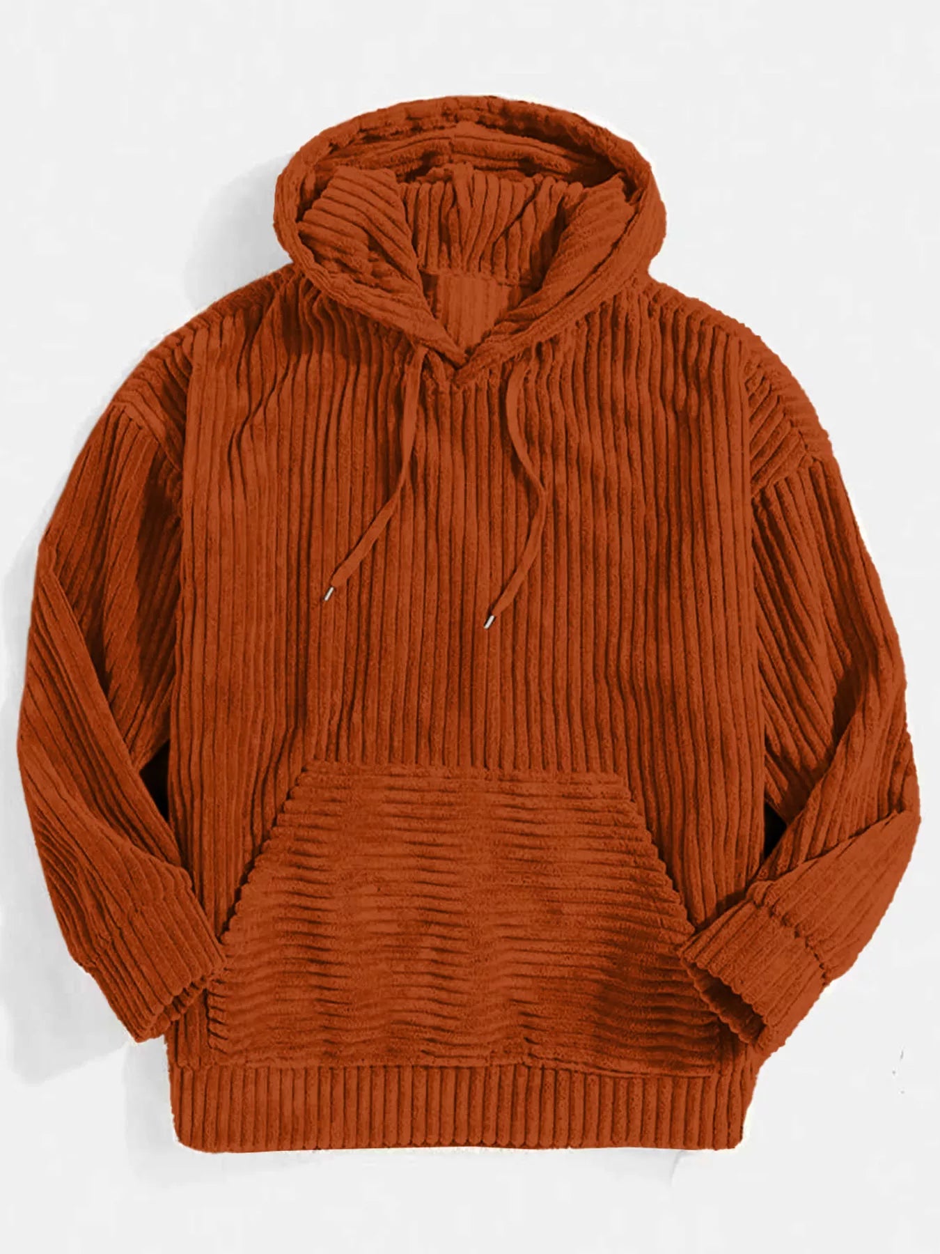 Relaxed Fit Mens Corduroy Hooded Jacket Large Size