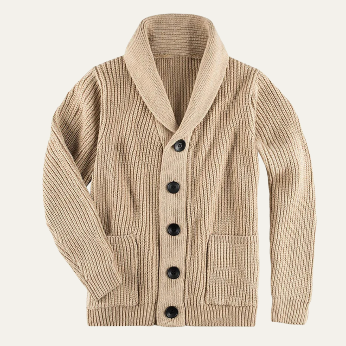 The Pienza Men's Thick Knit Shawl Collar Wool Cardigan