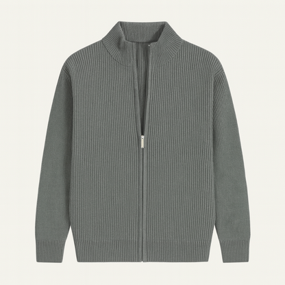The Lothian Men's Trendy Collar Stand Knit Zip Cardigan