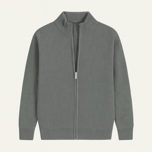 The Lothian Men's Trendy Collar Stand Knit Zip Cardigan