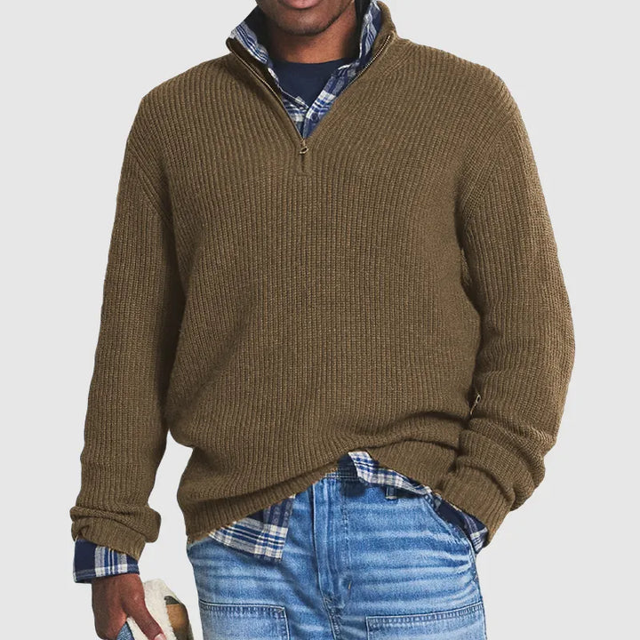 Cashmere blend zip-up sweater: sophisticated style