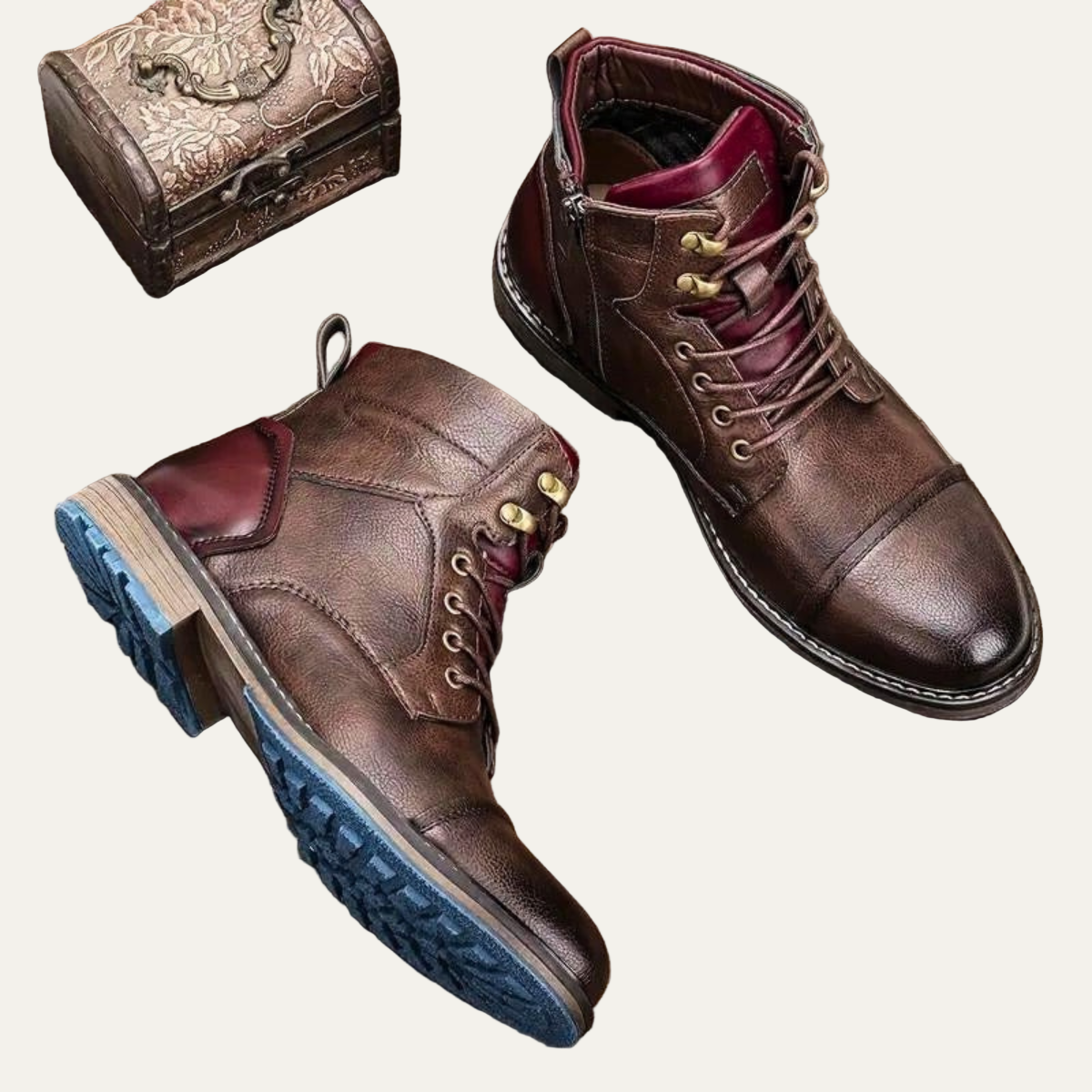 Men’s Textured Leather Combat Boots