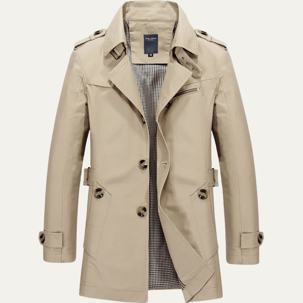 Men’s Single Breasted Mid Length Trench Coat