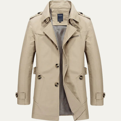 Men’s Single Breasted Mid Length Trench Coat