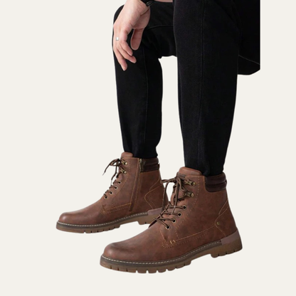 Men’s Military Style Lace Up Combat Boots with Lug Sole