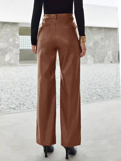 Fashionable leather trousers with a comfortable fit for spring - women