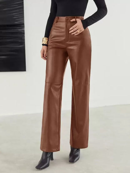 Fashionable leather trousers with a comfortable fit for spring - women