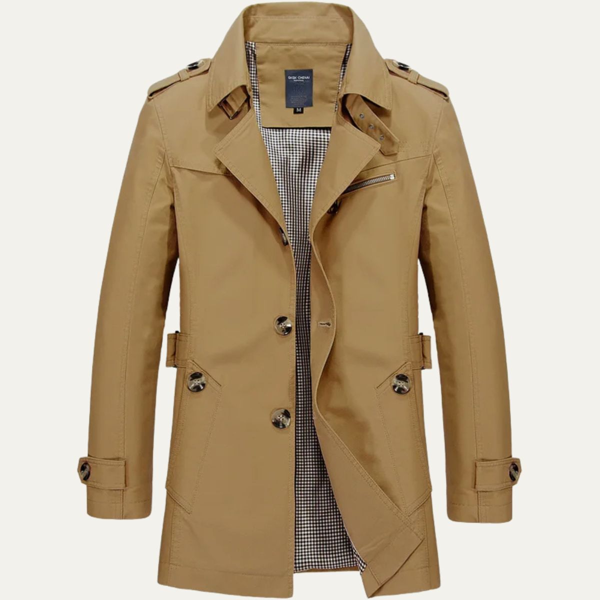Men’s Single Breasted Mid Length Trench Coat